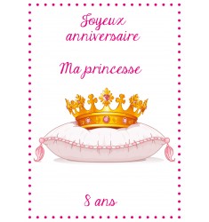 Décor Couronne Princesse pour gateau d'anniversaire comestible personnalisable